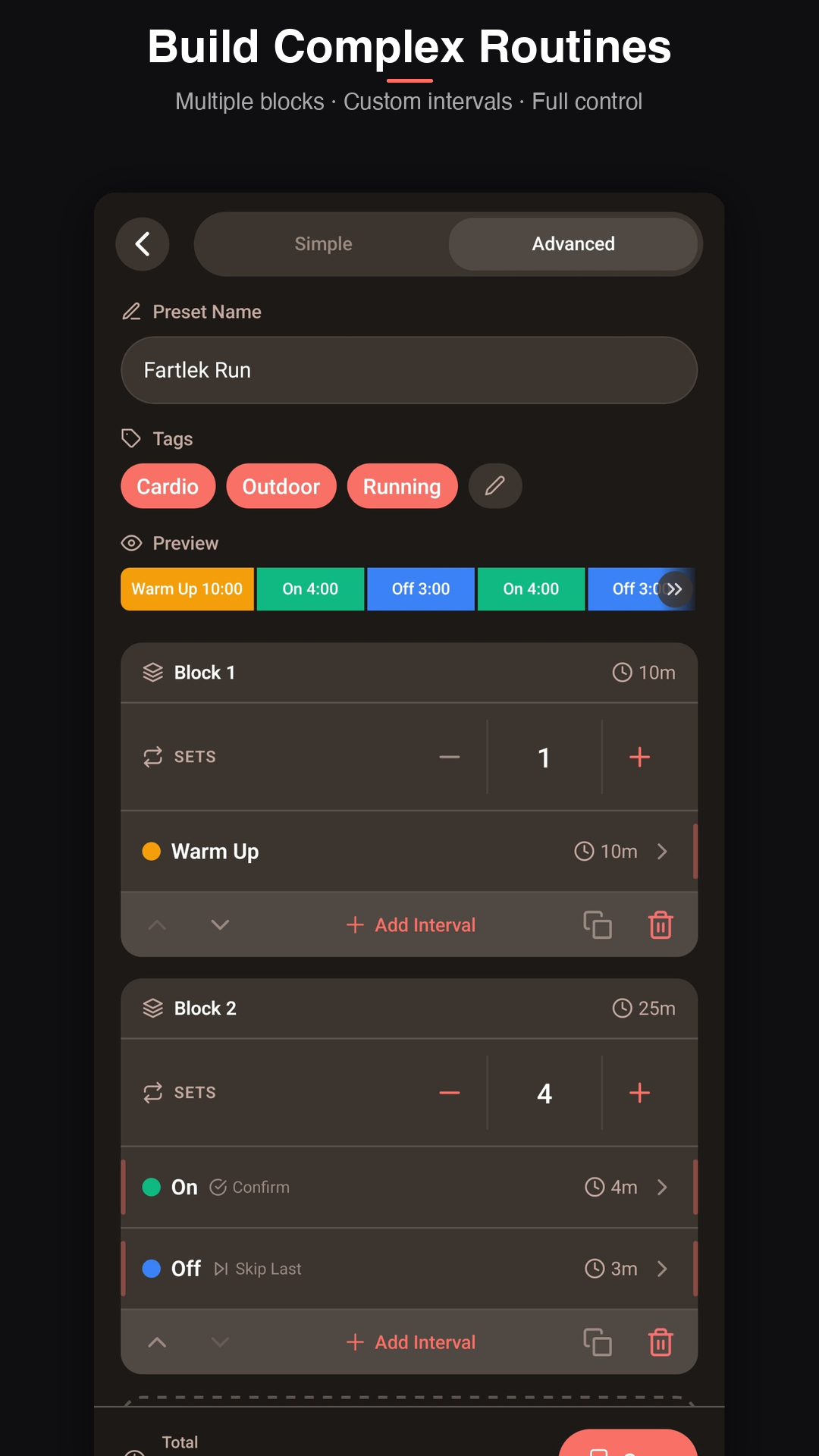 Advanced interval editor